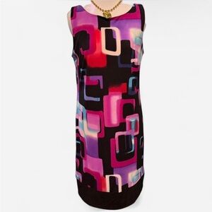 AB Studio Colorful Abstract Sleeveless Dress